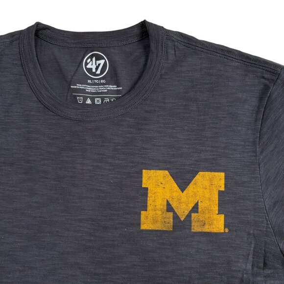 '47 Brand Michigan Wolverines "HAIL" Short Sleeve T Shirt (Blue) - XL - Picture 2 of 5